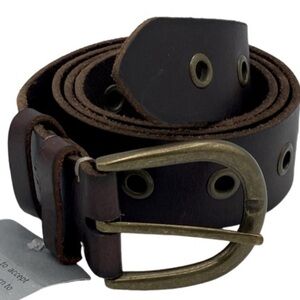 NEW Frye Wide Dark Brown Leather Grommet belt - Style DC864C - Sz S